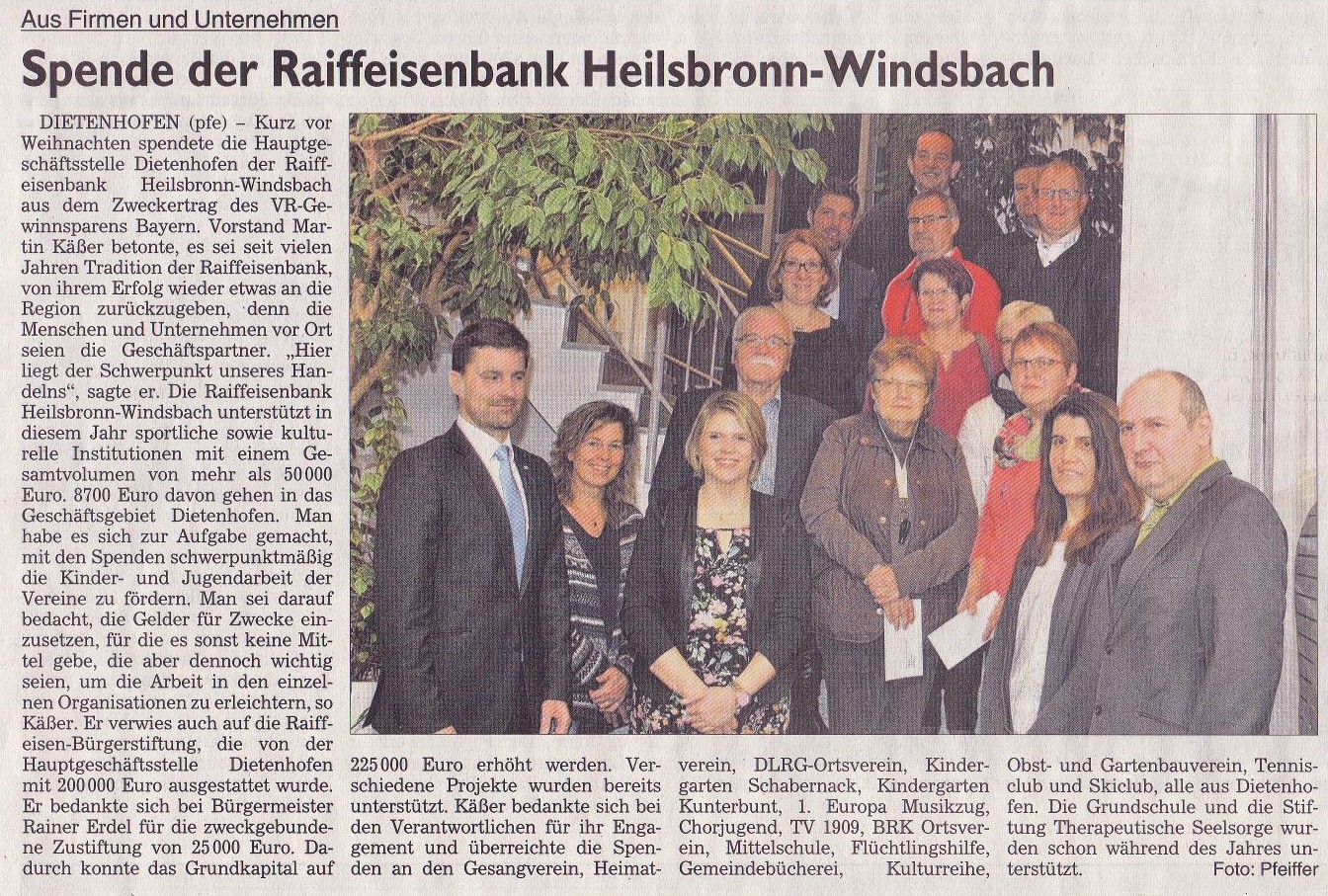 FLZ - Spende Raiffeisenbank Heilsbronn-Windsbach